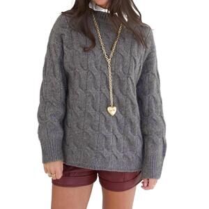 NEW BEIGE BOTANY oversized cable knit sweater in grey
